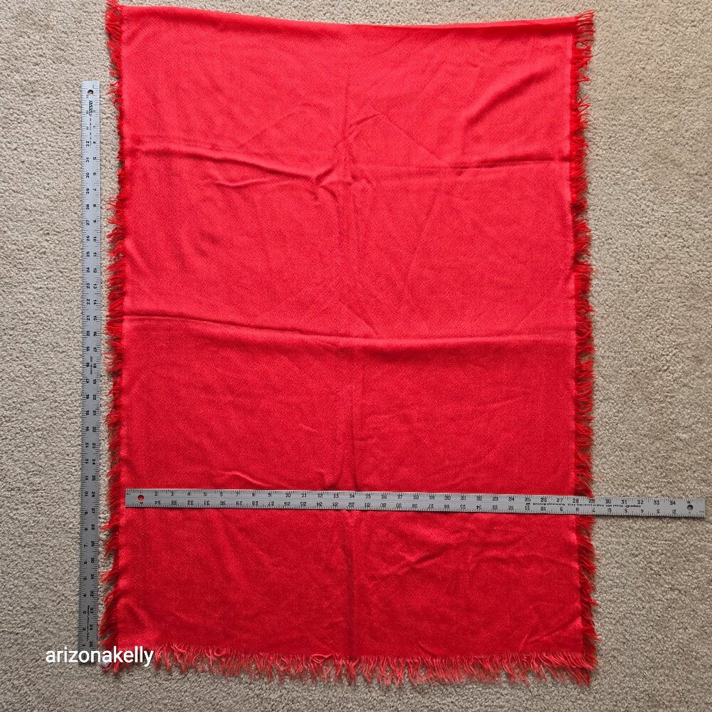 Nordstrom Cashmere Scarf Red Orange Lightweight Fringe Border